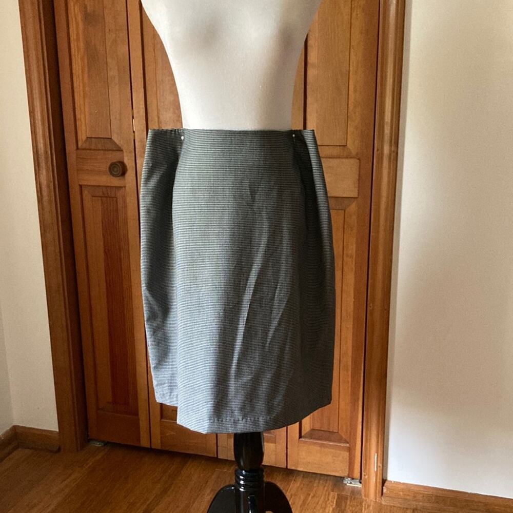 ALIA Grey/Green Houndstooth Patten Pencil Skirt, Size 14